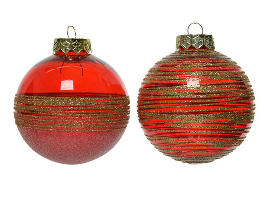 Bola decorativa de cristal de navidad cristal oro rojo cm 8 uds 1