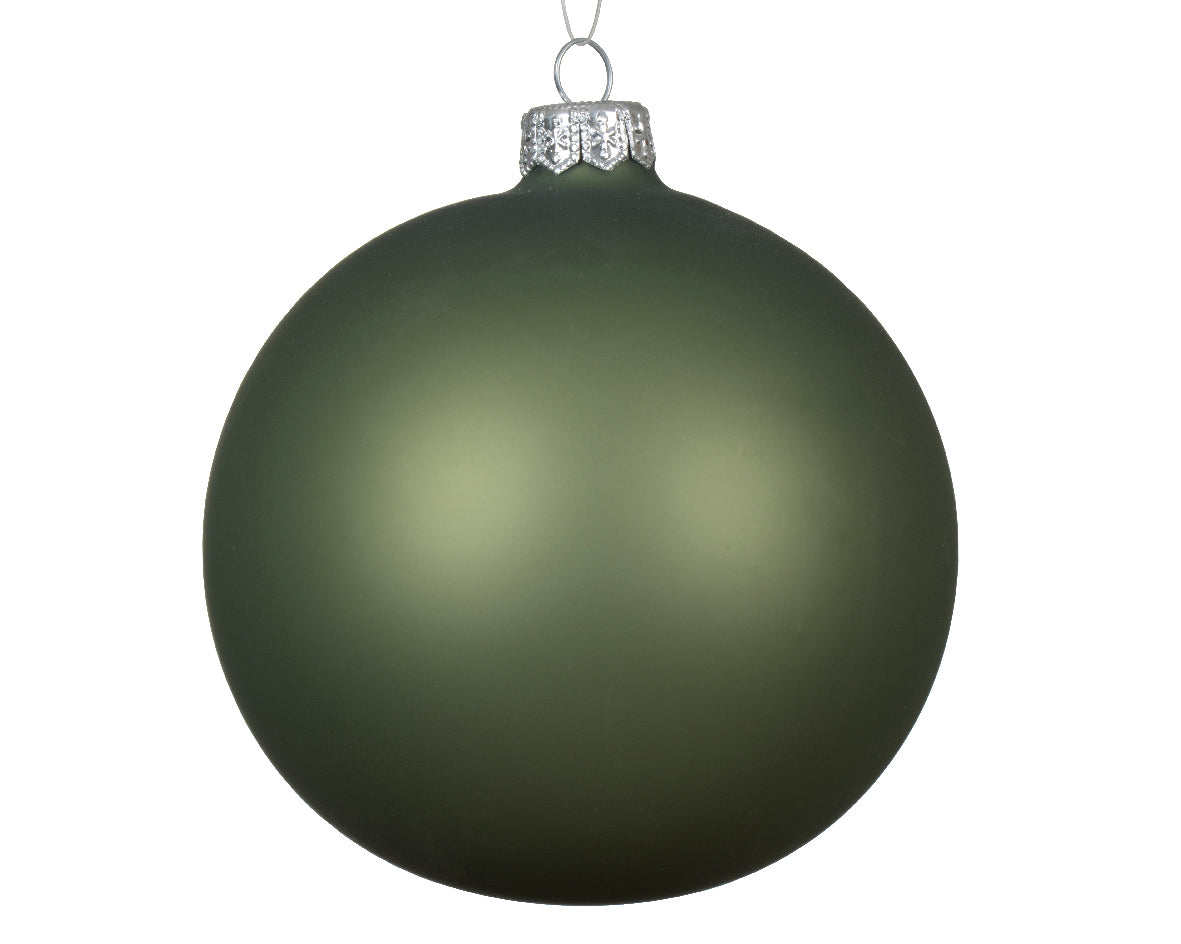 Green rosemary opaque glass balls 10cm x4