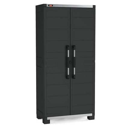 Hochschrank aus Kunststoff 4 verstärkte Böden 88x45x181H cm. schwarze Garage XL