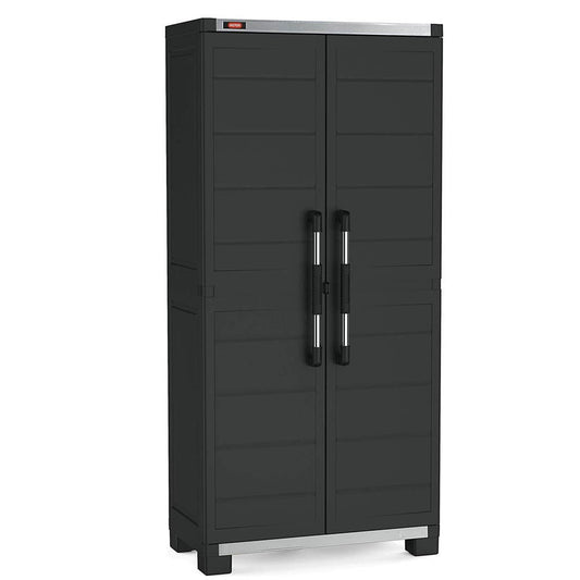 Mueble plástico alto 4 baldas reforzadas 88x45x181H cm. Garaje negro XL