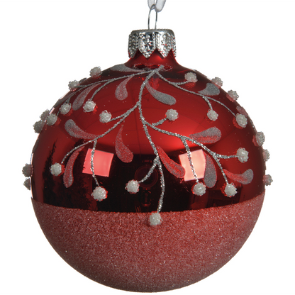 Red Christmas ball with branch effect decorations Ø8cm