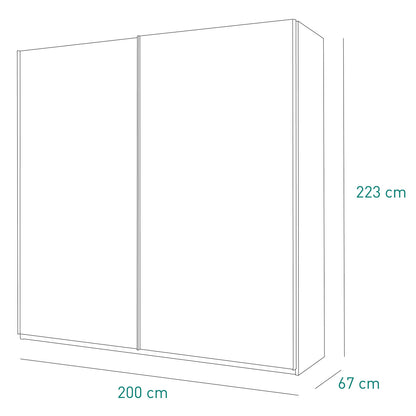 Systema wardrobe with oak/white sliding doors - 223x200x67 cm