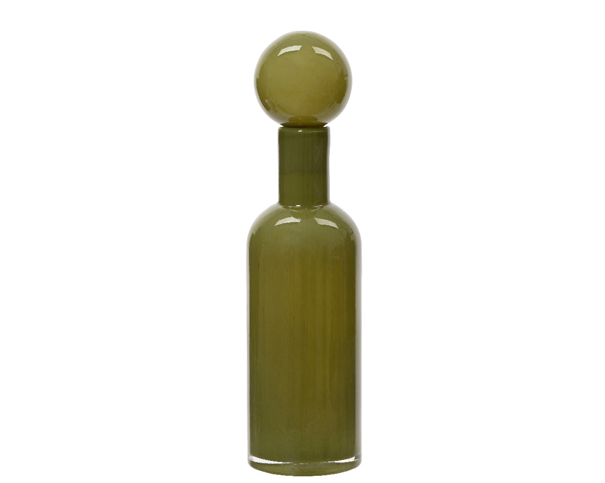 Green glass vase h. 38cm x Dia 10cm