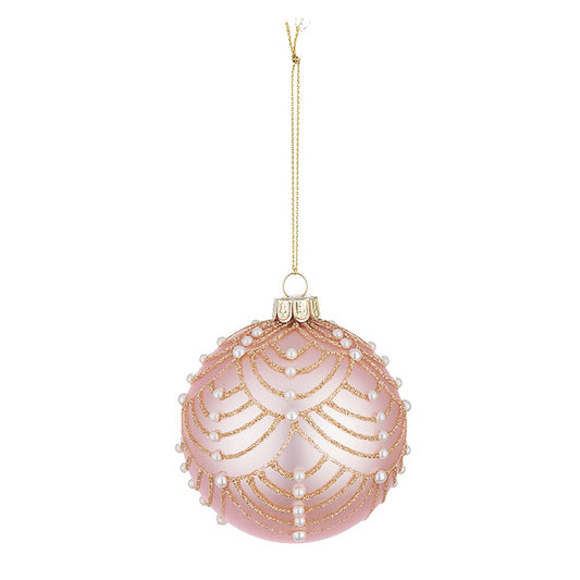 Vivienne pink tree decorative glass ball 8 cm