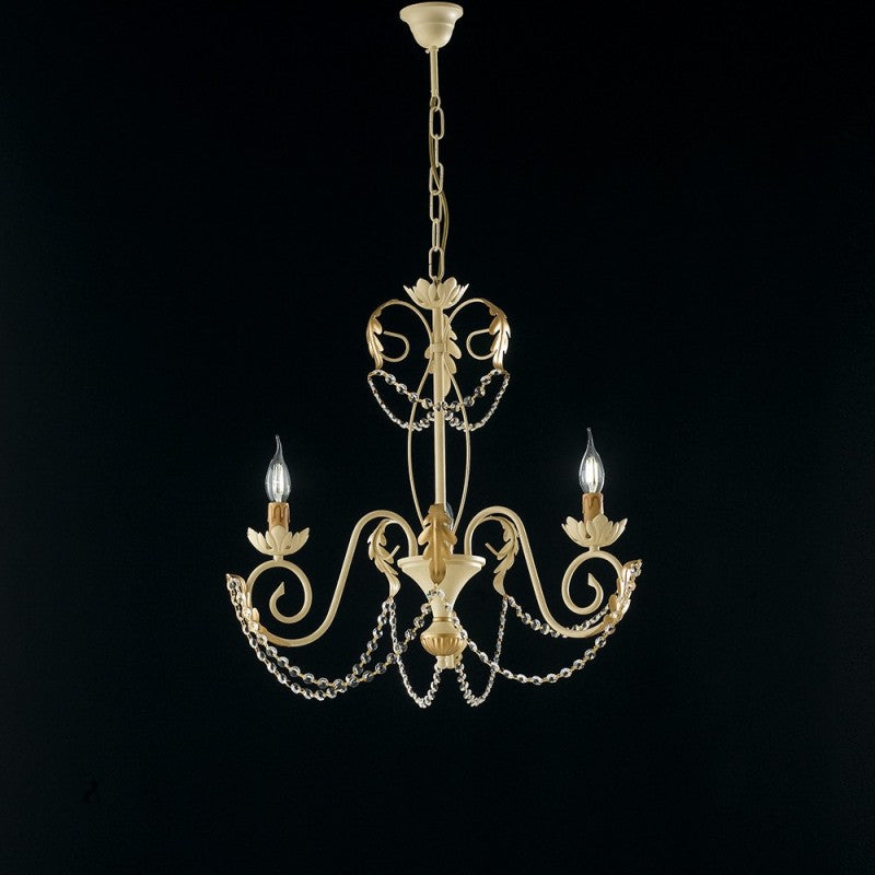 Irous iron chandelier Decape gold rhinestones Damascus three lights 47x h60 cm