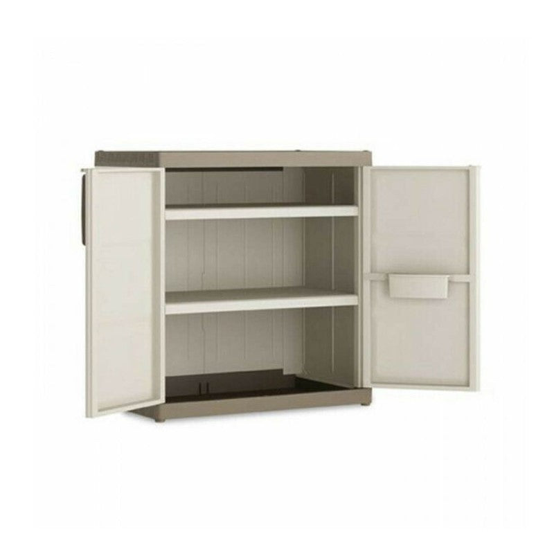 Niedriger Mehrzweck-Kleiderschrank mit zwei Türen und zwei Einlegeböden Beige EXCELLENCE 89x54x h93 cm