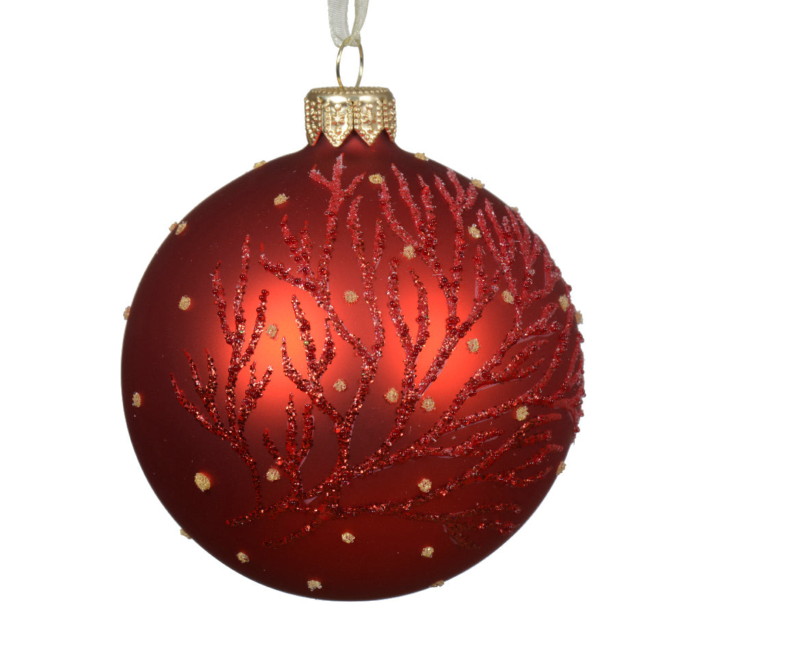 Opaque glass ball 8 cm red christmas