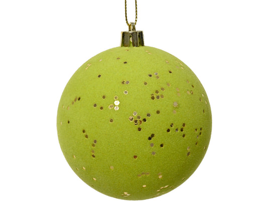 Christmas Bauble Unbreakable Christmas Bauble with Sequin Feathers Matching Hood Color Pistachio L 8cm x W 8cm x H 8cm x ø 8cm