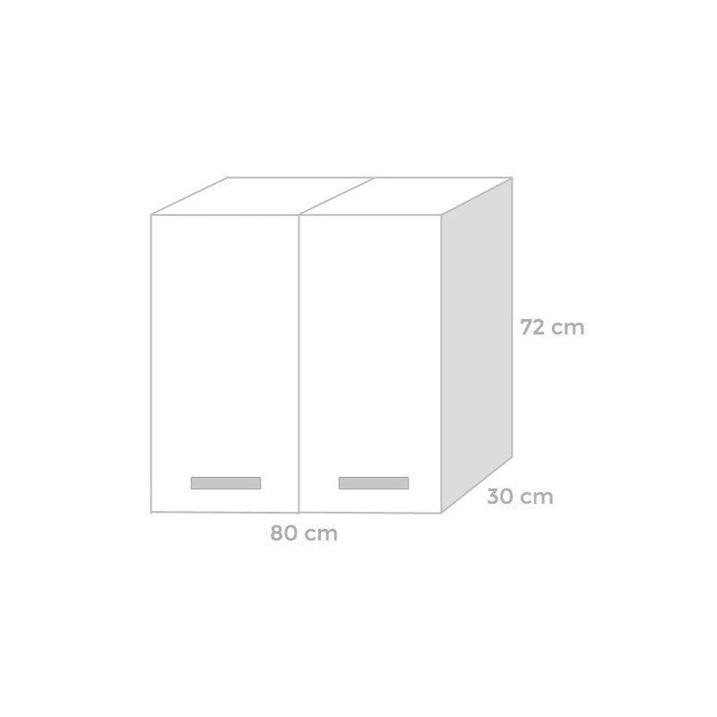 Wall-mounted modular kitchen unit, Ash White, 2 doors, 80x32xH 72 cm