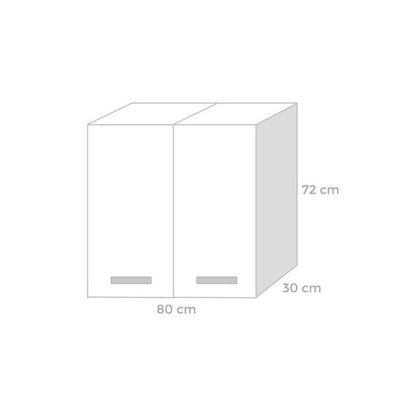 Wall-mounted modular kitchen unit, Ash White, 2 doors, 80x32xH 72 cm