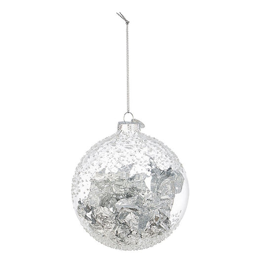 Weihnachtskugel aus Glas Silber YANA 10 cm