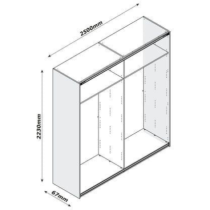 Armario Audace 2 puertas correderas Nogal/gris - 223x250x67 cm