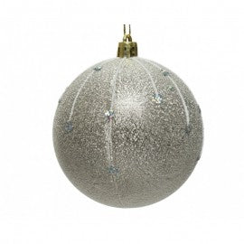 Bola de Navidad en cristal Glitter plata 8 cm