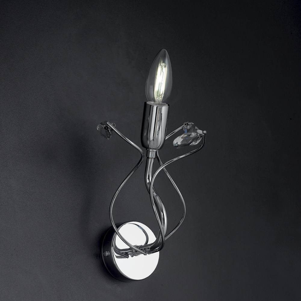 Chromed wall wall light with Oxia Bonetti crystal - 18x22h cm