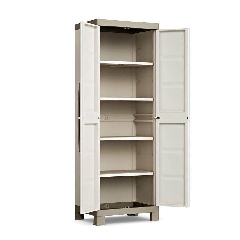 Mehrzweck-Kleiderschrank mit zwei Türen und vier Einlegeböden Beige EXCELLENCE 89x54x h182 cm