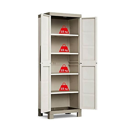 Mehrzweck-Kleiderschrank mit zwei Türen und vier Einlegeböden Beige EXCELLENCE 89x54x h182 cm