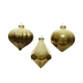 Weihnachtskugel im sortierten Glas Grün Gold 8 cm 1 Stk