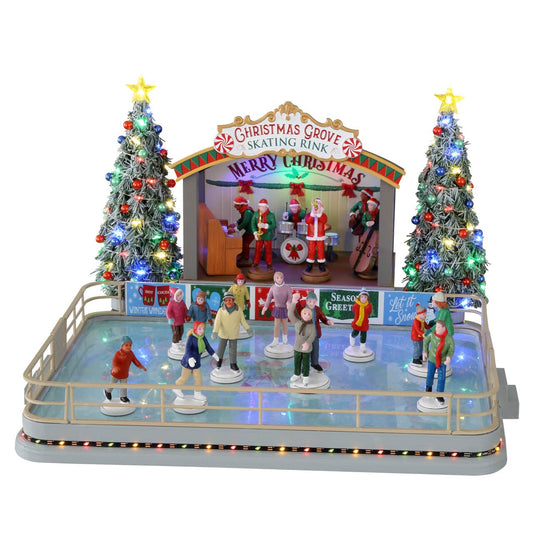 Christmas Grove skating rink - Winter game for Christmas Village - Dimensions: 21.5 x 33.5 x 31 cm