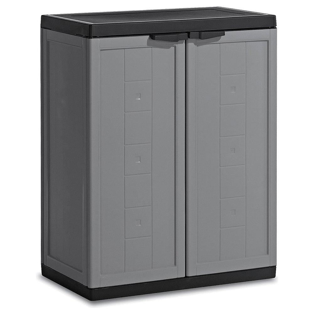 Niedriger schwarzgrauer Kleiderschrank 68x39x85H cm. Lustig