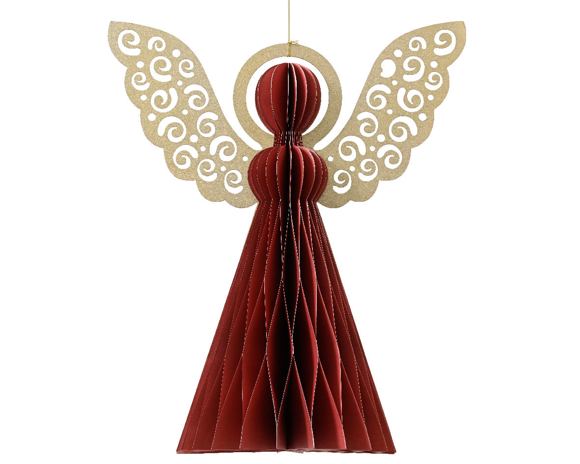 Red Christmas angel pendant 12.5x15 cm