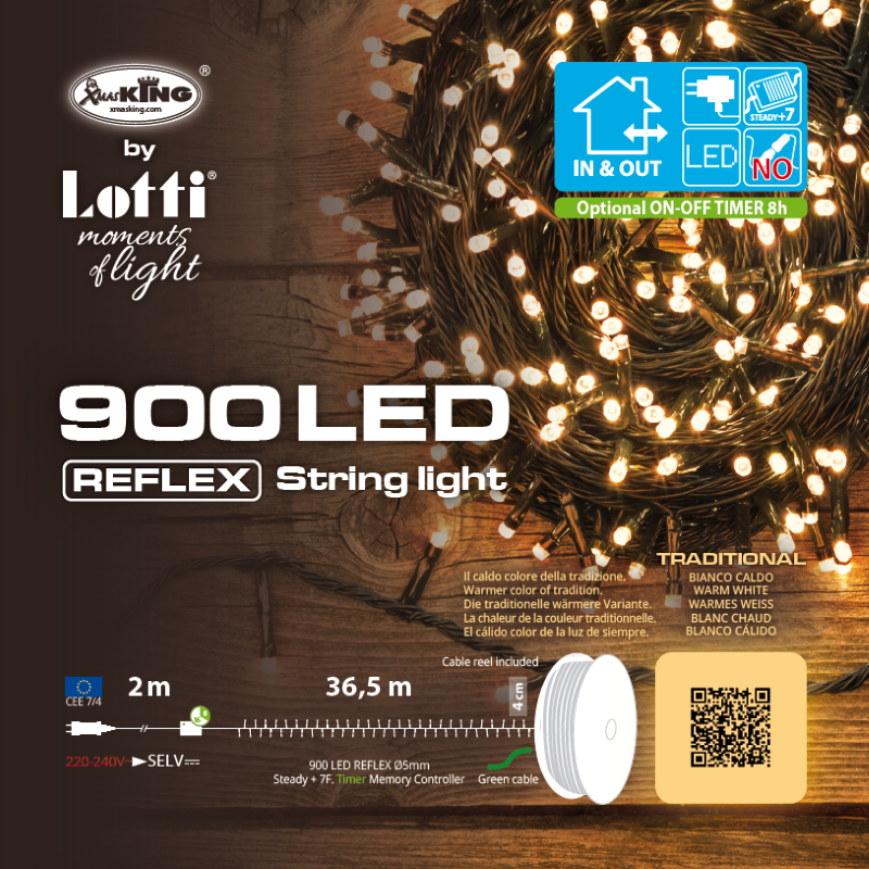 Catena lineare 900 LED TRADITIONAL 36,5m in bobina