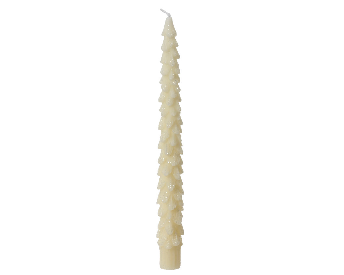 White glitter candles H.25cm X Dia2.2cm