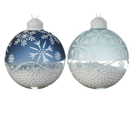 Christmas ball in blue and light blue glass Ø8cm