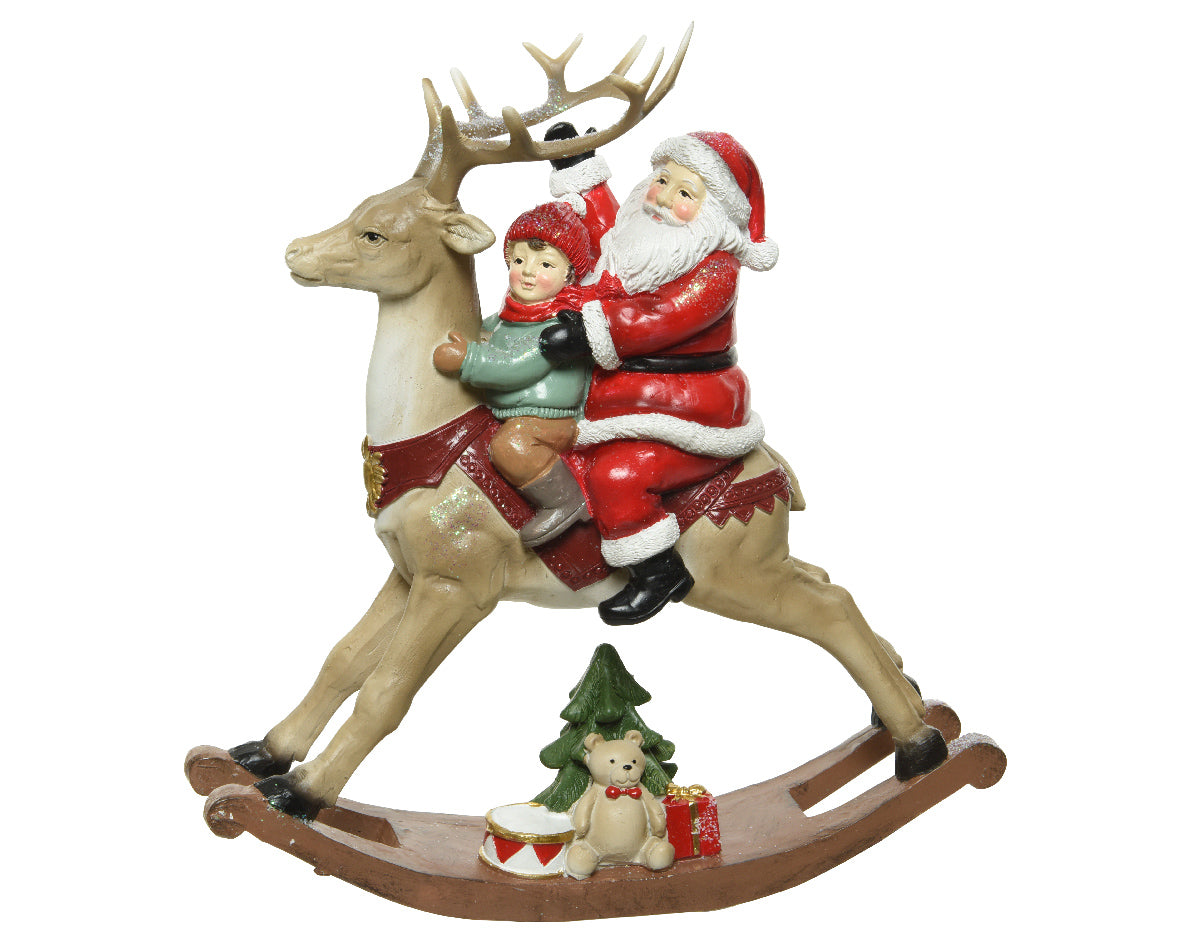 Santa Claus with rocking reindeer 9x20.5x22.5 cm