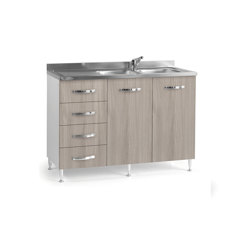 Sink base cabinet, 2 olmo doors, left-side drawers, 120x50xH 85