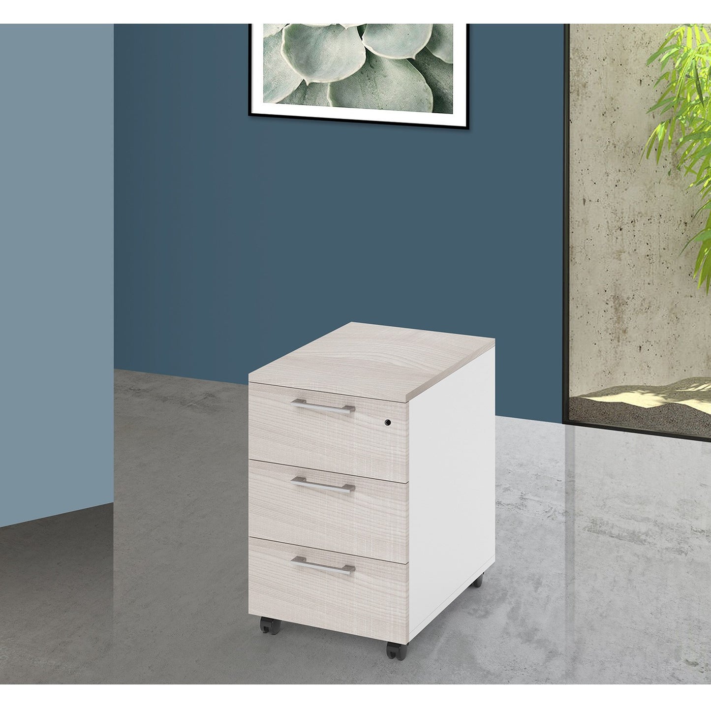 Olmo office drawer with 3 drawers and lock - Dimensions 57x40x55 cm