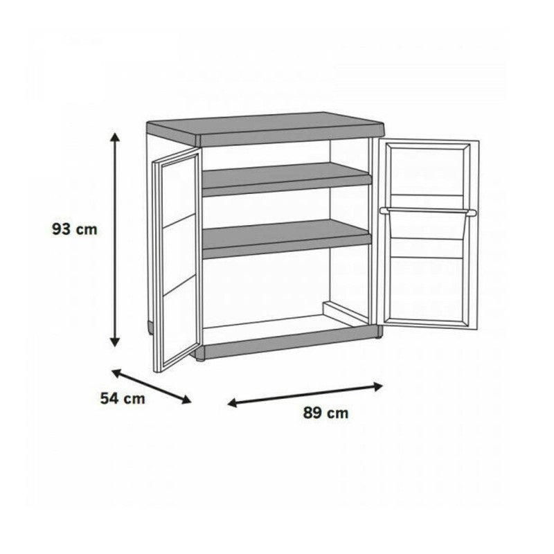 Niedriger Mehrzweck-Kleiderschrank mit zwei Türen und zwei Einlegeböden Beige EXCELLENCE 89x54x h93 cm