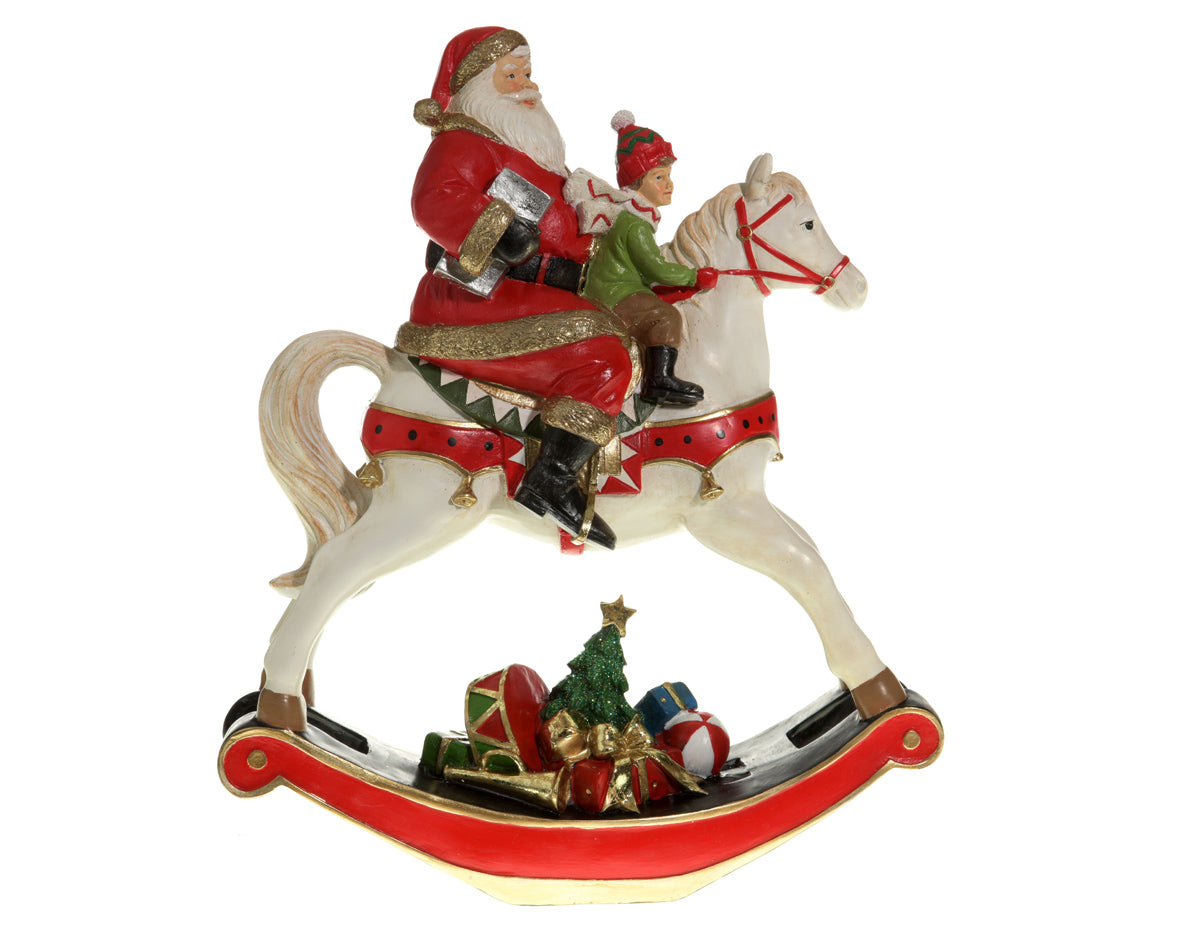 Santa Claus with child on horse 29x11x34 cm